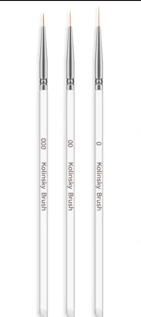 3Pc Thin liner or nail detail brushes